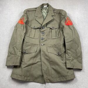USMC Marine Corps Coat Mens 39R Military Serge Green Blazer Wool No Belt 70s USA